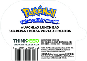 Pokémon Munchlax Lunch Bag Hangtag Back